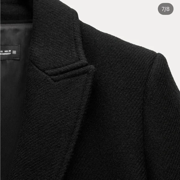 Zara Black Long Dress Pea Coat Size Medium - Picture 6 of 15